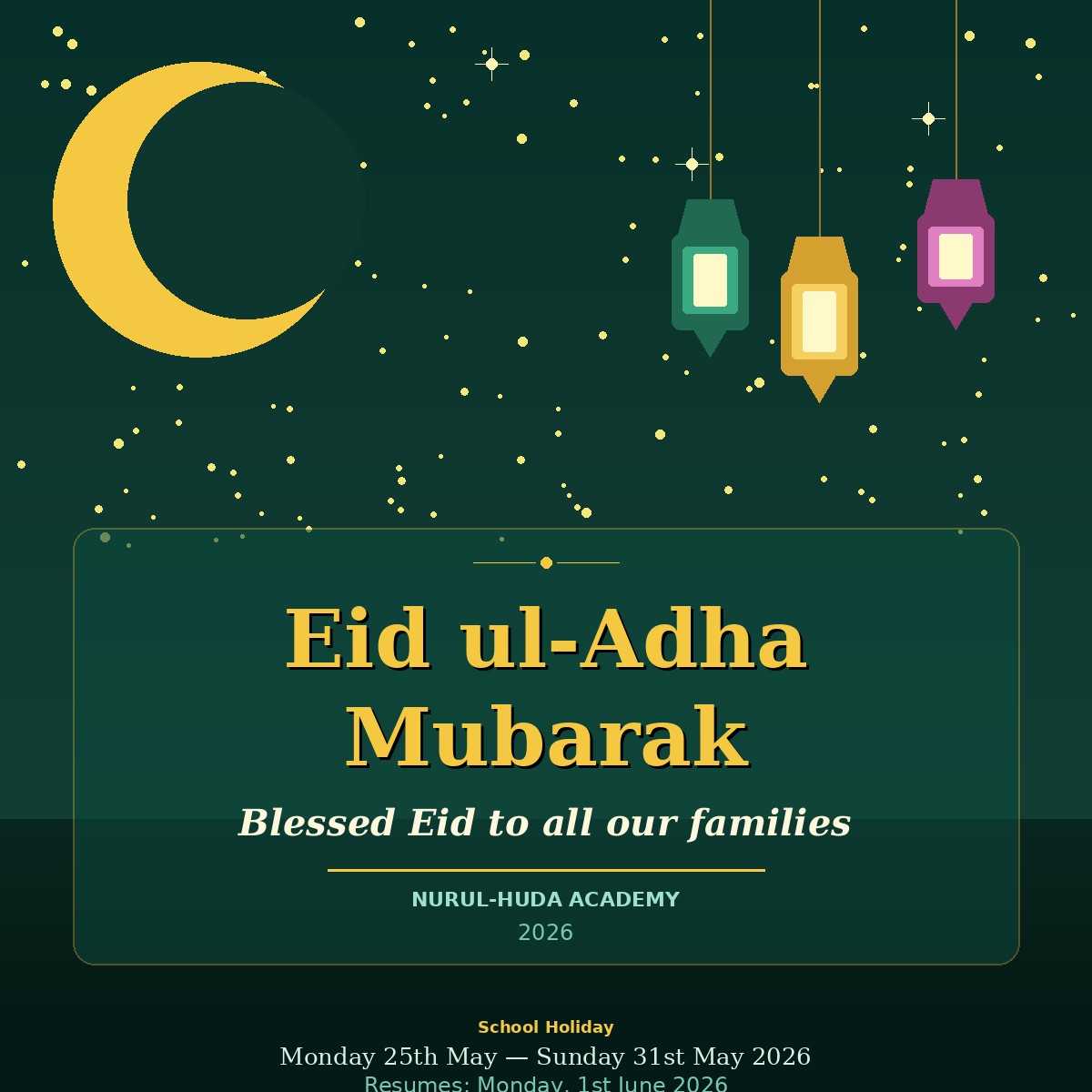 Eid ul-Adha Holiday Notice